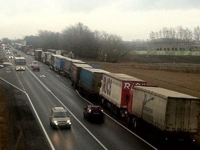 Забастовка дальнобойщиков. Фото: twitter.com/che0cafe Забастовка дальнобойщиков. Фото: twitter.com/che0cafe