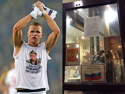 Футболист Тарасов в Турции; портреты Путина на сносимых киосках. Источники - facebook.com/yuri.timofeyev; lenta.ru Футболист Тарасов в Турции; портреты Путина на сносимых киосках. Источники - facebook.com/yuri.timofeyev; lenta.ru