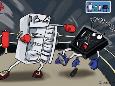 Холодильник побеждает телевизор. Фото: mizugadro.mydns.jp Холодильник побеждает телевизор. Фото: mizugadro.mydns.jp