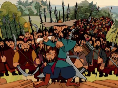 Скриншот из мультфильма "Алеша Попович и Тугарин Змей". Скриншот из мультфильма "Алеша Попович и Тугарин Змей".