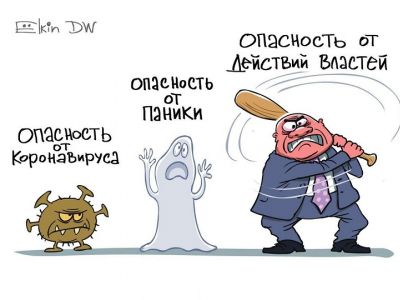 Три опасности во время эпидемии. Рис. С.Елкина: dw.com Три опасности во время эпидемии. Рис. С.Елкина: dw.com