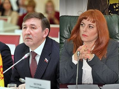 Депутаты-эсеры Валерий Плахута и Людмила Коломыцева. Фотоколлаж: Александр Воронин, Каспаров.Ru Депутаты-эсеры Валерий Плахута и Людмила Коломыцева. Фотоколлаж: Александр Воронин, Каспаров.Ru