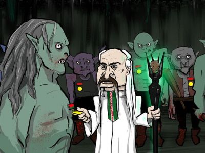 Саруман-Лукашенко награждает своих орков. Карикатура Indulekha Kks: theins.ru Саруман-Лукашенко награждает своих орков. Карикатура Indulekha Kks: theins.ru