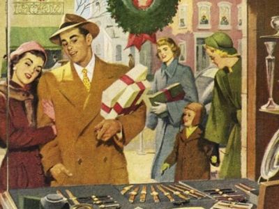 Выбор подарков. Рождественская открытка, США, 1950-е: mirovich.media Выбор подарков. Рождественская открытка, США, 1950-е: mirovich.media