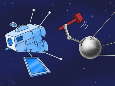 Расколошматим спутник! Карикатура С.Елкина: dw.com
