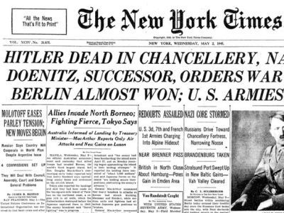 New York Times 1945 года с фотографией Гитлера. Фото: New York Times 1945 года с фотографией Гитлера. Фото: