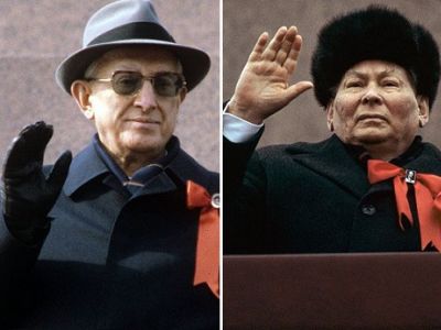 Юрий Андропов; Константин Черненко на трибуне мавзолея. Фото: aif.ru Юрий Андропов; Константин Черненко на трибуне мавзолея. Фото: aif.ru