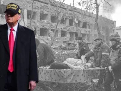 Дональд Трамп и разрушенный роддом в Мариуполе. Коллаж: vkrizis.info Дональд Трамп и разрушенный роддом в Мариуполе. Коллаж: vkrizis.info