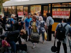 Эвакуация украинского города. Фото: РБК