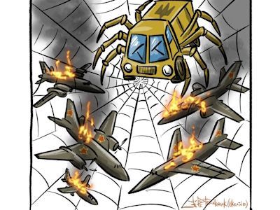 Операция "Паутина" Карикатура А.Петренко: t.me/PetrenkoAndryi