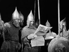 На съемках фильма "Александр Невский"